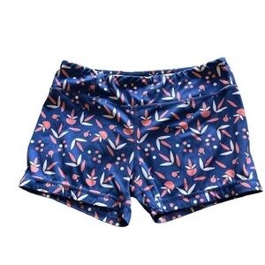 IAB MFG Blue Floral Blue No Ride Up Biker Shorts Size Large GUC #7807